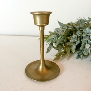 Vintage Brass Candlestick 4” Made In Taiwan Mid Century Modern Farmhouse Cottage